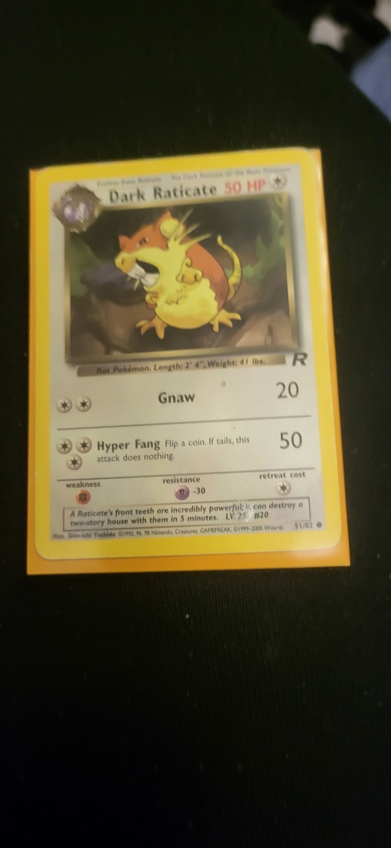 Dark Raticate #51 Pokemon Team Rocket card