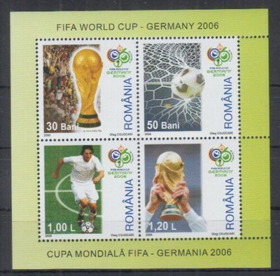 JALKAPALLO MM urheiluaiheinen blokki ROMANIA 2006 **
