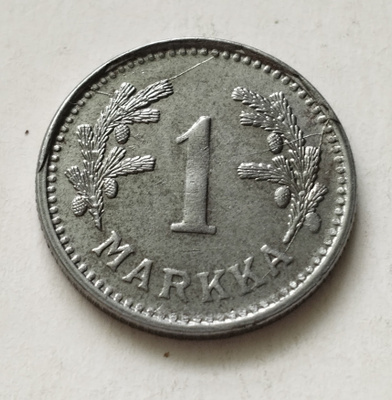 1 mk, circ, v . 1943 fe, kl n. 6