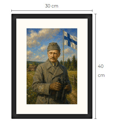 Uusi Mannerheim art print kehystetty 30 cm x 40 cm