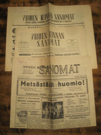Sanomalehti: Viiden Kunnan Sanomat  3 kpl