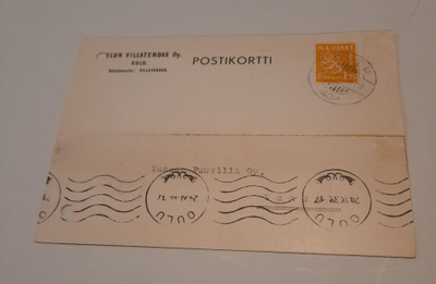 Firmakortti Oulun Villatehdas Oy 1938