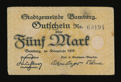 Saksa 5 Mark, Bamberg 1918
