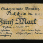 Saksa 5 Mark, Bamberg 1918 - pikkukuva 1