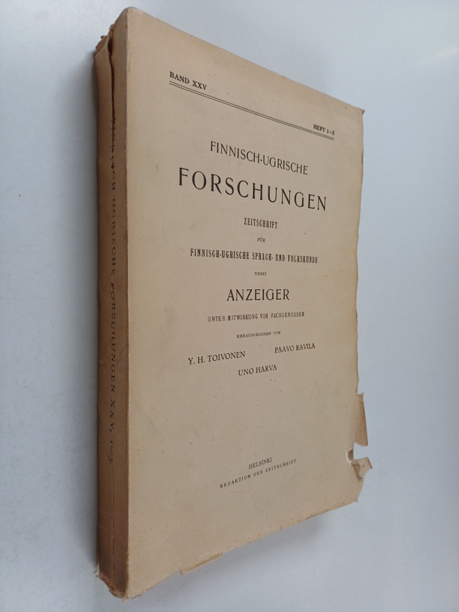 Paavo Ravila ym. : Finnisch-Ugrische forschungen zeitschr...