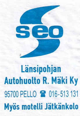 Pello, R. Mäki Ky, SEO , Motelli Jätkänkolo   s10/1