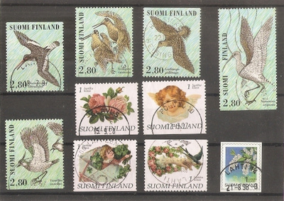 Suomi 1347-1351, 1365, 1367, 1369, 1370, 1376. leimatut