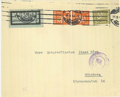 M30 1944 lentokirje Ruotsiin