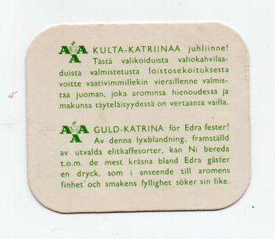 Kahvilappu KULTA_KATRIINA JUHLISSA ( VIHREÄ )