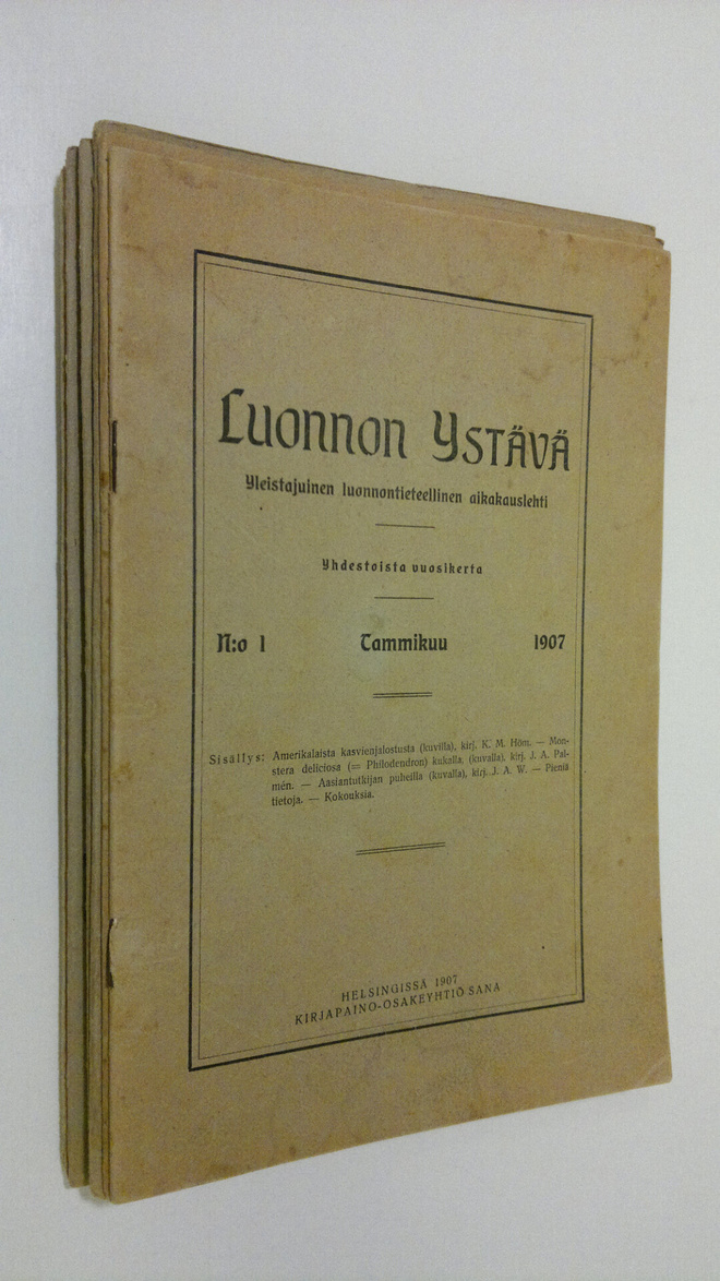 Luonnon ystävä vuosikerta 1907 (kolme numeroa puuttuu)