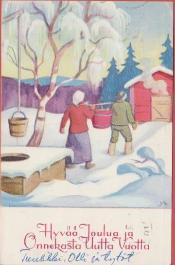 Akseli Einola Sauna vesiä kannetaan
