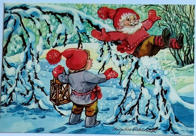 ML PITKÄRANTA "Tontut lumileikeissä"- KULKEMATON JOULUKORTTI