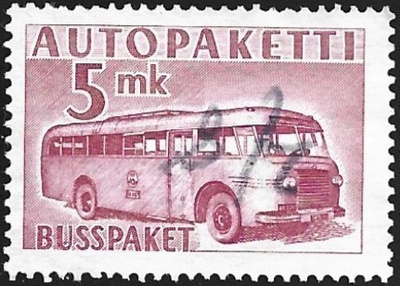 1952 AP 6 tummanpunainen 5 mk kynämitätöinti LaPe AP 6 b
