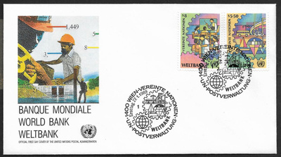 YK Wien - Maailmanpankki 1989 FDC (Mic. 89-90)