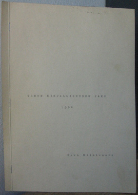 Eeva Niinivaara: Viron kirjallisuuden jako. 1964. 15 s.