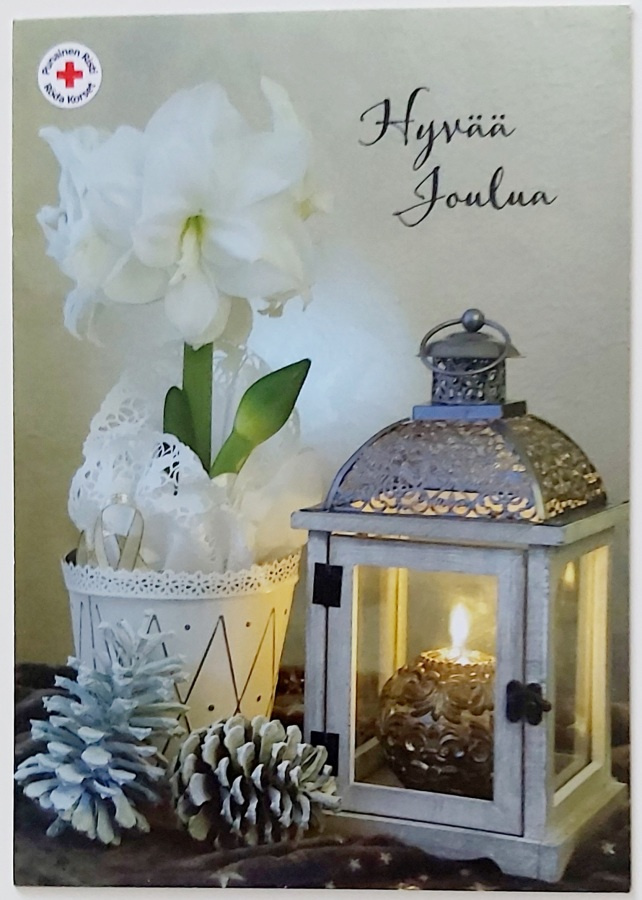 "Valk. amaryllis..lyhty..kävyt"-KULKEMATON JOULUKORTTI