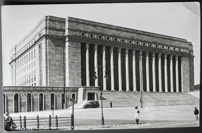 Kuvakortti, Helsinki, Eduskuntatalo, kulkenut 1945