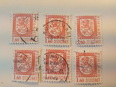 Malli 1975 Vaakuna punainen postimerkki 1,60 markka