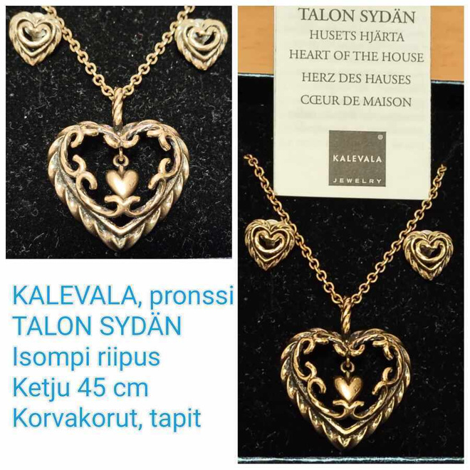 2 KORUA,TALON SYDÄN ,Iso riipus ja korvakorut
