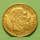 Belgia 20 Francs 1875 kulta raha. Kunto hyvä. - pikkukuva 1