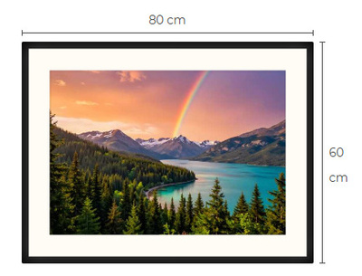Uusi Järvimaisema sateenkaari art print taulu 60 cm x 80 cm