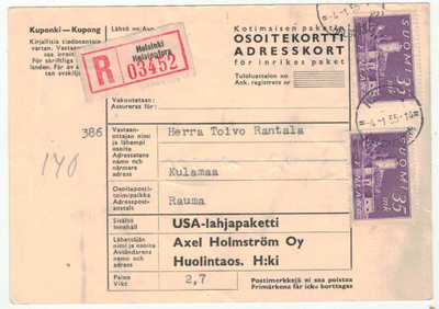 M30 1949 35m2 2kpl kirjattu paketti