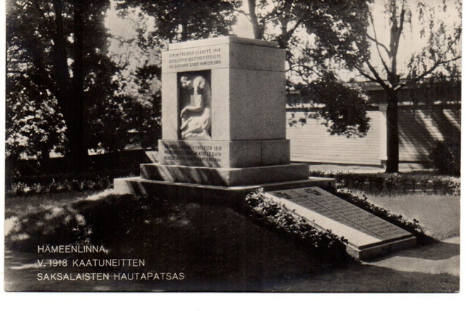 Hämeenlinna: 1918 kaatuneiden saksalaisten  hautapatsas
