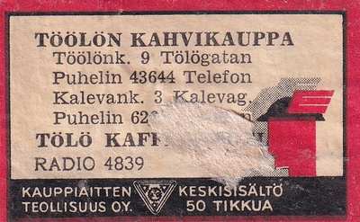 Helsinki, Töölön Kahvikauppa  Radio 4839 ,  b604