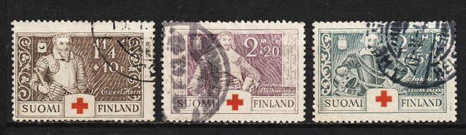 1934 Punaisen Ristin merkkisarja leimattuna