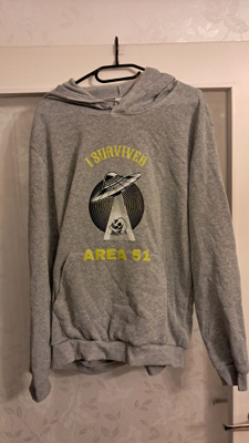 Harmaa Area 51 huppari XL puuvillaa