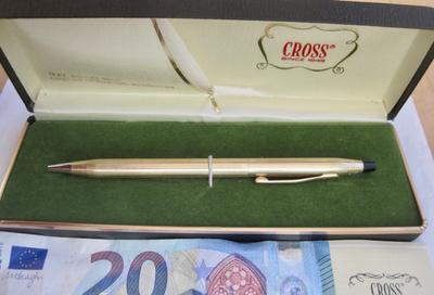 VANHA Kynä Cross 1/20 12K Kultaa Irlanti Alkup. Kotelo UPEA
