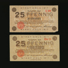 Saksa Notgeld 2 x 25 Pfennig, Köln 1.6.1918 VG-VF - pikkukuva 1