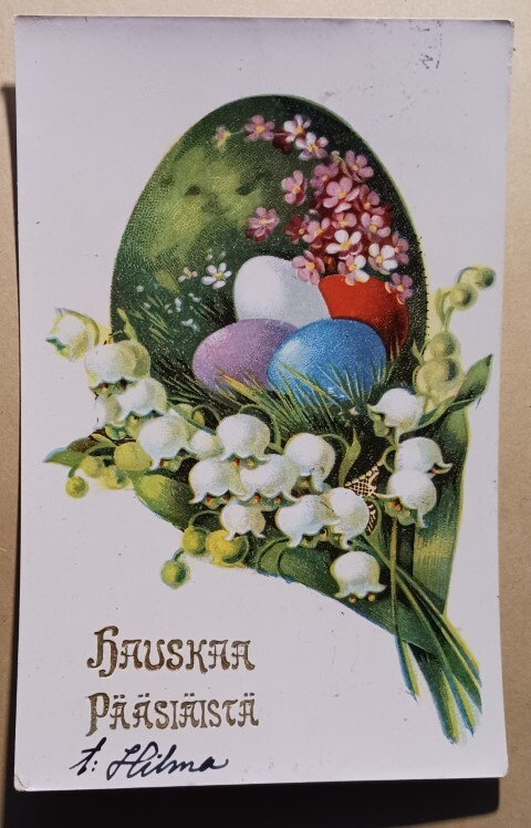 Kielokimppu, soikiossa Pääsiäismunia ja pikkukukkia, p. 1930