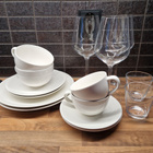 Arabia valkoinen 24 h astiat + Villeroy & Boch viinilasit - pikkukuva 1