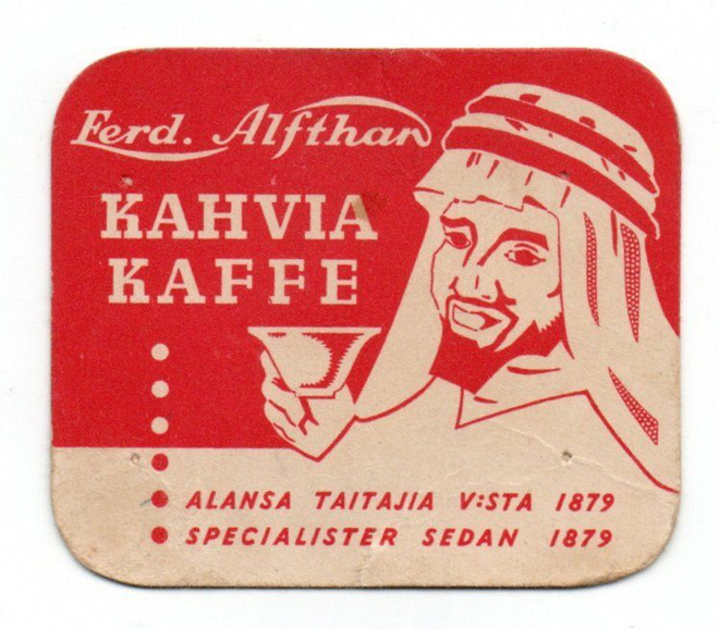 Kahvilappu Ferd.Alfthan KAHVIA.  Harvinainen