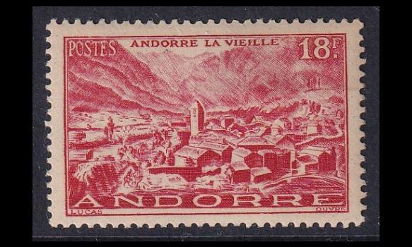 Andorra Fr 133 ** Maisema 18 Fr punainen (1944)