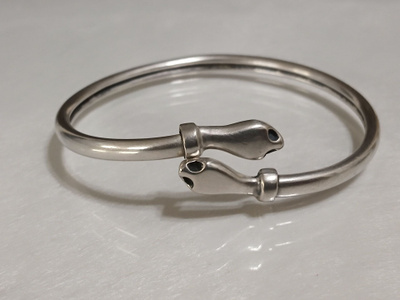 Upea Vintage Hopea käärme rannekoru 925