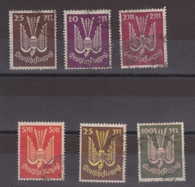 Saksa Reich 1922-23 lentomerkkejä leimattuna Mi noin 60€