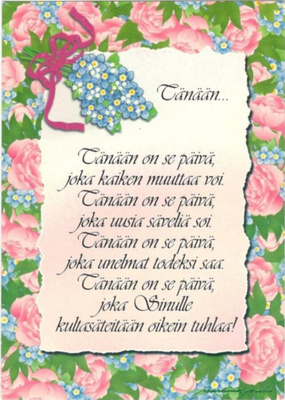kortti ** Ansio Marleena Sanoja ystävälle - erilaisia