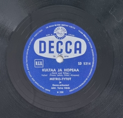 Savikiekko 1955 - Metro-Tytöt / Juha Eirto - Decca SD 5314