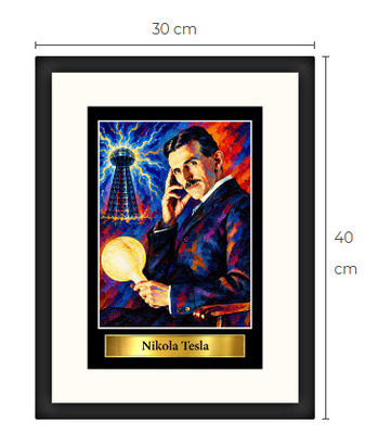 Uusi Nikola Tesla art print kehystetty 30 cm x 40 cm