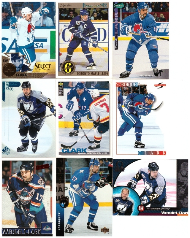 9 x WENDEL CLARK Nordiques, Maple Leafs, Islanders, Tampa