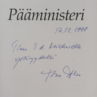 Esko Aho : Pääministeri (signeerattu, tekijän omiste) - pikkukuva 3