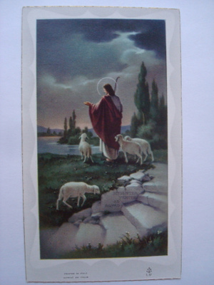 Keräilykortit: Jeesus ja lampaat. Koko 6x10,3cm