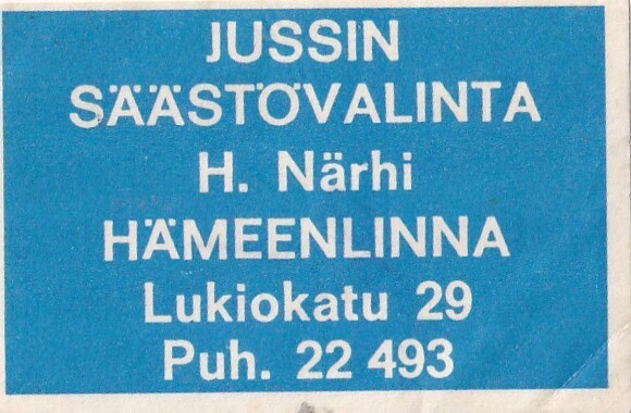 Hämeenlinna, H. Närhi, Jussin Säästövalinta  ,  e59