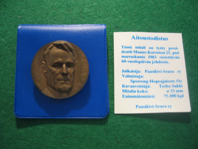 Mauno Koivisto 60 vuotta - mitali