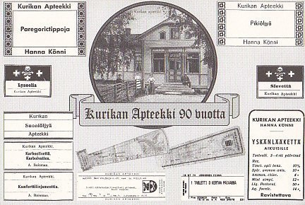 Kurikka . Apteekki 90v.  sommitelmakortti  p207