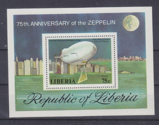 Liberia Zeppelin blokki postituoreena.