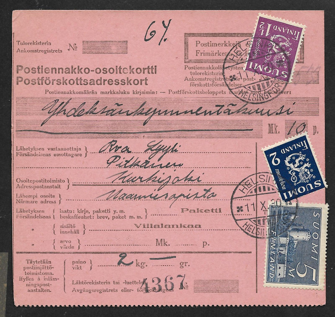 Postiennak.- ks 1930 (LAPE 152,153,155) Hki 11.10.30