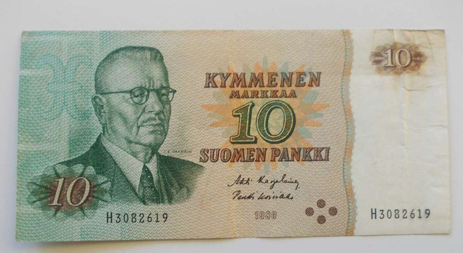 Paasikivi 10 markka seteli 1980 Suomi